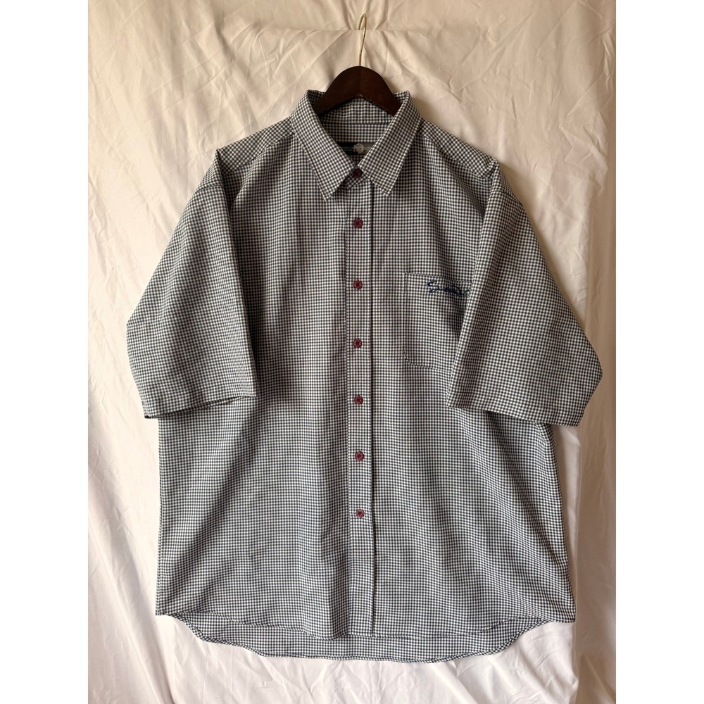 Southpole Mens XL Blue White Gingham Short Sleeve Button Down Shirt Streetwear